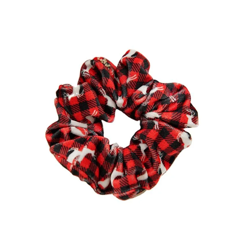 Three State Winter Flannel Printing Christmas Pattern Large Scrunchies Hair Accessory