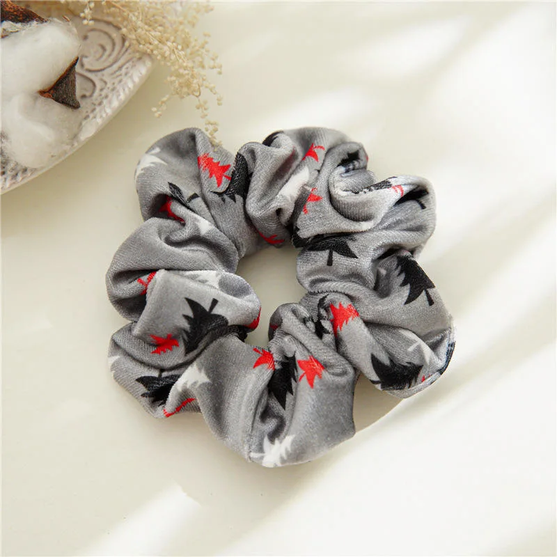 Three State Winter Flannel Printing Christmas Pattern Large Scrunchies Hair Accessory