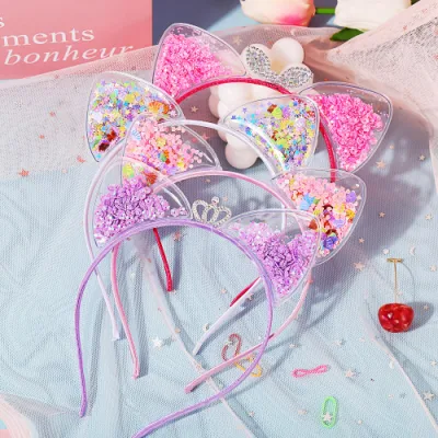 Cute Hairband Sequined Cat Ear Hairpin Children′s Birthday Band Hair Accessories