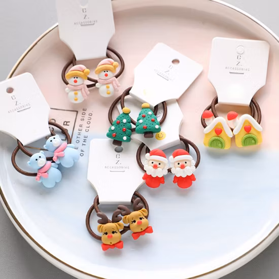 Christmas Santa Claus Princesses Hairpins Kids Elastic Hair Bands Baby Headdress Children Hair Tie Girls Clip Accessories