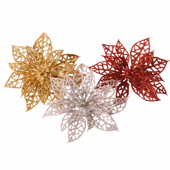 High Quality Custom Christmas Glitter Leaves Hair Clip Plastic Christmas Accessories
