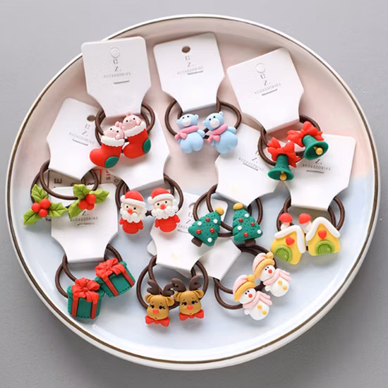 Christmas Santa Claus Princesses Hairpins Kids Elastic Hair Bands Baby Headdress Children Hair Tie Girls Clip Accessories