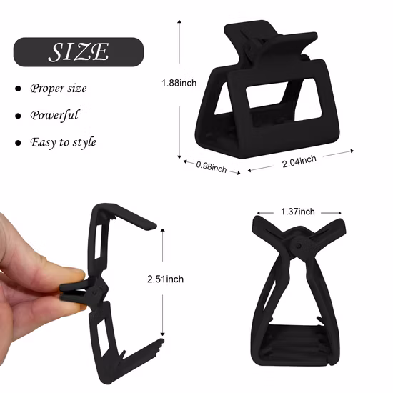 Fashion Accessories Matte Rectangle Nonslip Women Girls Medium Claw Hair Clips